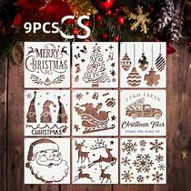 Conjunto De Estênceis De Natal, 9 Peças, 5,1x5,1 Polegadas, Decoração De Cartão De Parede Para Conjunto De Estênceis De Natal, 9 Peças, 5,1x5,1 Polegadas, Decoração De Cartão De Parede Para