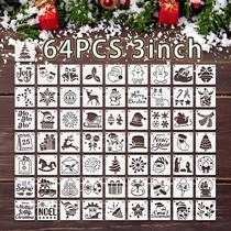 Conjunto De Estênceis De Natal De 3 Polegadas, 64 Peças, Mini Moldes Reutilizáveis Para Decoração De