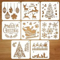 Conjunto De Estênceis De Natal De 5.1 Polegadas Com 8 Peças Para Decoração De Cartões DIY E Conjunto De Estênceis De Natal De 5.1 Polegadas Com 8 Peças Para Decoração De Cartões DIY E