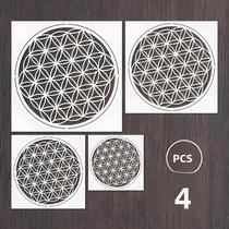 Conjunto De Estêncil Flor Da Vida 4PCS Modelos De Geometria Mandala 11.8 Polegadas 9.8 Polegadas 7.9 Conjunto De Estêncil Flor Da Vida 4PCS Modelos De Geometria Mandala 11.8 Polegadas 9.8 Polegadas 7.9