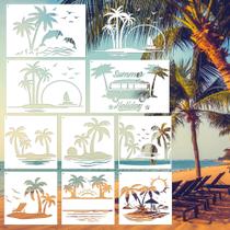 Conjunto de estêncil Keluna, 9 peças, Palm Tree Beach, 20x20cm