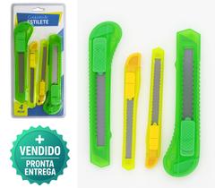Conjunto de Estiletes 4 Peças Multiuso Retrátil Afiado para Corte Preciso e Seguro