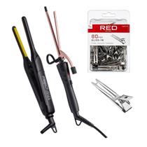 Conjunto de estilo vermelho da KISS Ceramic Tourmaline Flat Iron & Curling Iron Conjunto de estilo vermelho da KISS Ceramic Tourmaline Flat Iron & Curling Iron