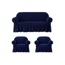 Conjunto de estojos de sofá turco de 3 lugares +1 lugar azul Conjunto de estojos de sofá turco de 3 lugares +1 lugar azul