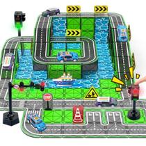 Conjunto de estradas de azulejos magnéticos SKTMYY com carro de retração e navio magnético