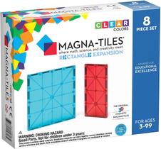 Conjunto de expansão Magna Tiles Retângulos, As telhas de construção magnética original para brincadeiras criativas abertas, brinquedos educativos para crianças de 3 anos + (8 peças)