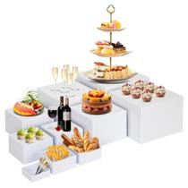 Conjunto de Expositores de Acrílico Branco Redants para Buffet, 10 Peças