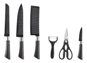 Conjunto de Faca de Carne Cutelo Legumes de Aço Carbono Descascador Cozinha Kit 6 Peças Churrasco