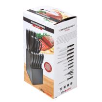 Conjunto De Facas 15 Peças Inox Com Suporte Tesoura Chaira Conjunto De Facas 15 Peças Inox Com Suporte Tesoura Chaira