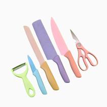 Conjunto de Facas 6 Peças Aço Inoxidável Colorido
