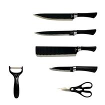 Conjunto De Facas 6 Unidades Cor All Black Ondulada Tavolo Chef Pratico Resistente