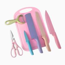 Conjunto de Facas 7 Peças Aço Inoxidável Colorido Multifuncional para Cozinha - Kitchen