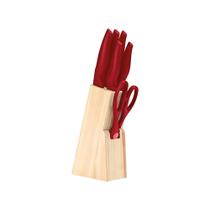 Conjunto de Facas 7 Peças com Cepo Cross Vermelho Brinox - 2556/171