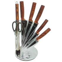 Conjunto de Facas 8 Peças Aço Inox Cabo PP com Suporte Giratório Acrílico. Conjunto de Facas 8 Peças Aço Inox Cabo PP com Suporte Giratório Acrílico.