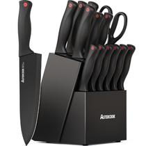 Conjunto de facas Astercook de 15 peças com bloco afiador de aço inoxidável