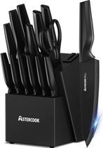 Conjunto de facas Astercook Kitchen com afiador, 15 peças de aço inoxidável