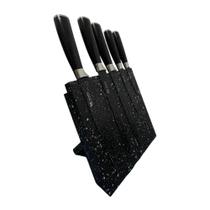 Conjunto de Facas Belgravia Cozinha do Chef Pão Legumes Descascador e Suporte Madeira Imantado Kehome Churrasco Cor:Pret