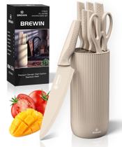 Conjunto de facas Brewin Kitchen com bloco de aço inoxidável de 7 peças