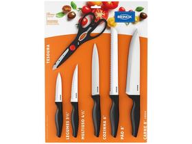 Conjunto de Facas Brinox Cross 6 Peças Preto
