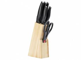 Conjunto de Facas Brinox Cross 7 Peças Aço Inox com Cepo - Preto Conjunto de Facas Brinox Cross 7 Peças Aço Inox com Cepo - Preto
