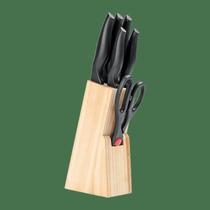Conjunto De Facas Brinox Cross 7 Peças Aço Inox Com Cepo