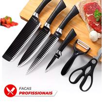 Conjunto de Facas Churrasco Faqueiro 6 Pçs Inox Antiaderente