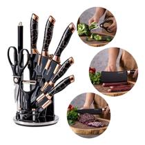Conjunto De Facas Com Suporte Giratorio 9 Peças Marmorizado