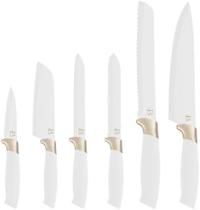 Conjunto de facas de aço inoxidável de 6 peças em ouro branco e champanhe