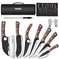 Conjunto de Facas de Açougueiro Huusk 10 peças Forjadas à Mão com Estojo Roll Conjunto de Facas de Açougueiro Huusk 10 peças Forjadas à Mão com Estojo Roll