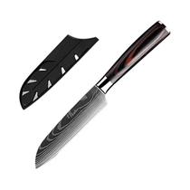 Conjunto De Facas De Chef Em Aço Damasco 3PCS Santoku Utilitário Cutelo Profissional Acessórios De