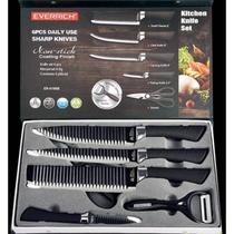 Conjunto de facas de cozinha, 6 peças, revestimento antibacteriano, aço inoxidável S