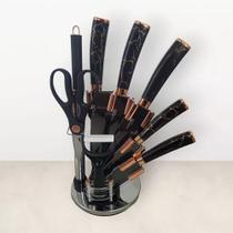 Conjunto de facas de Cozinha de Inox com 8 peças Luxuosas + Suporte