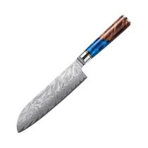 Conjunto De Facas De Cozinha Em Aço Damasco Com Cabo Azul, Profissional Para Cortar Carne, Sushi,