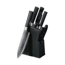 Conjunto De Facas De Cozinha Em Aço Inoxidável Com Padrão Laser Damascus, Tesoura E Bastão De Afiar, Conjunto De Facas De Cozinha Em Aço Inoxidável Com Padrão Laser Damascus, Tesoura E Bastão De Afiar,