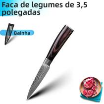 Conjunto De Facas De Cozinha Em Aço Inoxidável De Alto Carbono Damascus: Gyuto, Cutelo, Faca De