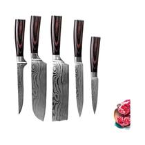 Conjunto De Facas De Cozinha Em Aço Inoxidável De Alto Carbono Damascus: Gyuto, Cutelo, Faca De