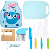 Conjunto de facas de cozinha para crianças Sritob com tábua de cortar e avental