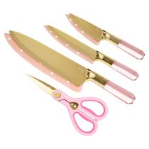 Conjunto de Facas de Cozinha Paris Hilton 4 Peças Dourado e Rosa Conjunto de Facas de Cozinha Paris Hilton 4 Peças Dourado e Rosa