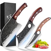 Conjunto de facas de cozinha ROCOCO Serbian Chef Viking Cleaver 3 unidades Conjunto de facas de cozinha ROCOCO Serbian Chef Viking Cleaver 3 unidades