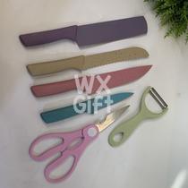 Conjunto de Facas de Cozinha Tons Pasteis 6 Peças - Interponte / WX Gift