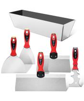 Conjunto de facas de drywall Bates Choice, 6 peças com panela de lama e ferramenta Spackle
