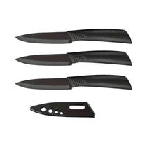 Conjunto De Facas De Fruta Portáteis Em Aço Inoxidável Preto 1 3 Peças Com Capa Para Facas Melhor