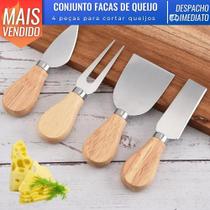 Conjunto de Facas de Queijo 4 peças Inox Cabo Madeira Resistente