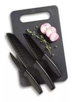 Conjunto De Facas E Tábua 4 Peças Preto Slice Craft Oster