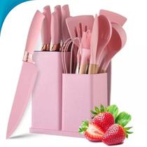 Conjunto de Facas e Utensílios 19 Peças Dia Das Mães Cozinha Rosa