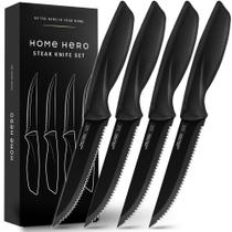 Conjunto de facas Home Hero Steak, 4 peças de aço preto serrilhado
