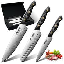 Conjunto de facas Huusk Damascus Chef 3 PCS VG10 Santoku Kitchen Conjunto de facas Huusk Damascus Chef 3 PCS VG10 Santoku Kitchen