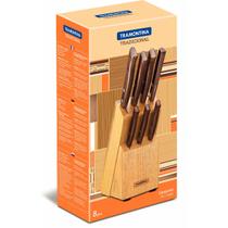 conjunto de facas inox e madeira 8 Peças