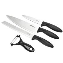 Conjunto De Facas Inox Escovado Preto 4 Pçs Com Descascador Conjunto De Facas Inox Escovado Preto 4 Pçs Com Descascador