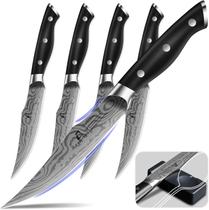 Conjunto de facas para bife CoquuSaid 4 Fine-Edge Super Sharp com descanso